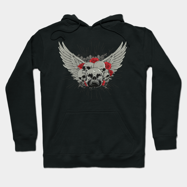 Flying Skulls - Skull And Roses Wings - Hoodie | TeePublic